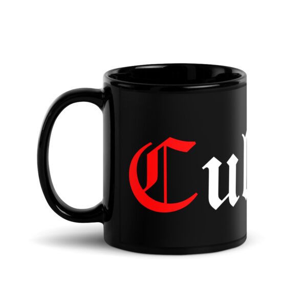 Taza negra brillante logo clásico