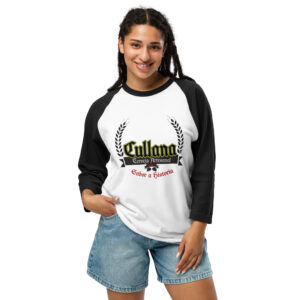 Camiseta con manga raglán tres cuartos unisex logo