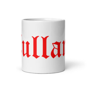 Taza blanca brillante logo rojo